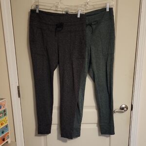 Old NAVY Women's Charcoal and Forest Green Joggers Set Of Two